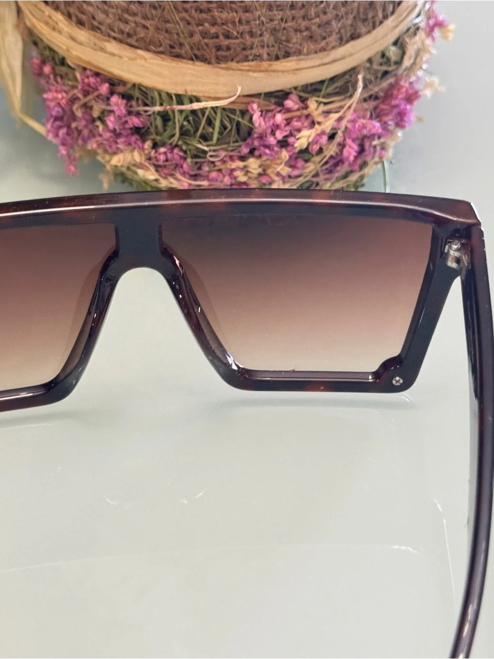 Kurt Geiger Tortoiseshell Shield Sunglasses with Brown Gradient Lenses - Picture 11 of 16